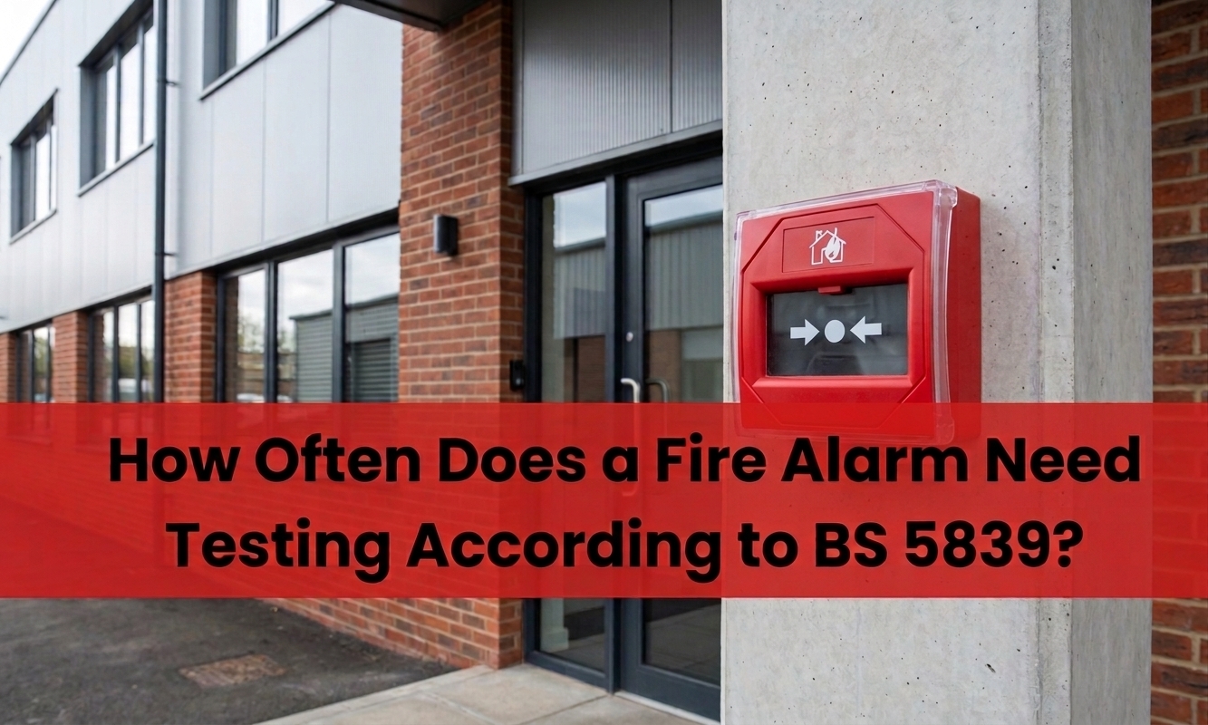 How often does fire alarm need testing according to BS 5839?